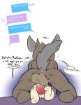  2018 aggressive_retsuko anal anthro anus canine digital_media_(artwork) female fennec fenneko fox haida hyena josephtl male male/female mammal pussy sanrio sex simple_background text 