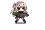  aiming animated animated_gif chibi full_body girls_frontline gun gun_case long_hair lowres official_art rifle rolling saru side_ponytail silver_hair simple_background skirt sm-1 sm-1_(girls_frontline) thighhighs weapon white_background 