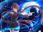  1girl brown_hair gloves hair_ribbon hat headband moon night ribbon ryoubi_(senran_kagura) senran_kagura senran_kagura_(series) solo twintails yaegashi_nan 