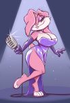  2018 anthro armwear babs_bunny big_breasts breasts cleavage clothed clothing dress female joelasko lagomorph mammal microphone rabbit thick_thighs tiny_toon_adventures voluptuous warner_brothers wide_hips 