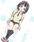  aiura black_eyes black_hair chair commentary_request ixy long_hair low_twintails necktie open_mouth school_uniform solo twintails uehara_ayuko 
