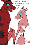  60percentscalie balls black_markings butt claws cum cute demon digital_media_(artwork) erection frottage horn male male/male markings muscular nude penis pink_skin pointy_ears pointy_tail red_skin scalie sex slit text 