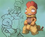  blush bulge clothing cum cum_through_clothing erection erection_under_clothes haychel male nintendo orgasm orgasm_face penis penis_base pok&eacute;mon pok&eacute;mon_(species) scrafty solo stealth video_games 