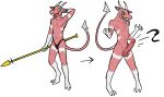  60percentscalie balls claws cute demon digital_media_(artwork) erection horn male nude penis pink_skin pointy_ears pointy_tail scalie solo 