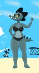  2018 alligator azlech bea_(nitw) bra breasts cat clothing crocodilian cute duo fangs feline female invalid_tag mae_(nitw) mammal navel net night_in_the_woods panties peace_sign_(disambiguation) reptile scalie seaside sharp_teeth slightly_chubby smile spikes swimsuit teeth two-piece_swimsuit underwear volleyball_net watermark yellow_sclera 
