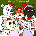 anthro bear blue_eyes blush bottomless canine christmas clothed clothing english_text eyes_closed female fox foxune gray_shirt group hamster hat holidays jd-w male mammal merry_christmas mouse nishi nude oxynard penis polar_bear rexthemouse rodent santa_hat shirt tank_top text topless zandenel 