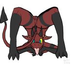  60percentscalie butt claws cute demon digital_media_(artwork) female flat_chested flexible horn nude pointy_ears pointy_tail presenting pussy scalie solo spreading tongue 