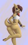  anthro big_butt booponies bottomless butt canine claws clothed clothing eating female loodie mammal partially_clothed solo standing teeth 
