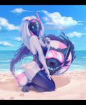  2018 5_fingers anthro ball beach beach_ball blue_eyes breasts butt canine caprine chest_tuft clothed clothing cloud daria_arbuz digitigrade duo eyewear female fingers footprint fur goggles hair hi_res hooves inflatable kindred_(lol) kneeling kuglu lamb_(lol) league_of_legends legwear long_ears long_hair looking_at_viewer mammal outside riot_games sand seaside sheep simple_background skindentation sky snorkel spirit swimsuit thigh_highs tuft video_games water white_fur white_hair wolf wolf_(lol) 