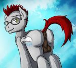  anus butt changeling cloudburst digital_media_(artwork) equine feral fur horse looking_back male mammal my_little_pony nude pegasus pony puffy_anus raised_tail simple_background solo wings xexus 