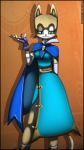  anthro blue_sclera cape cat clothing dress feline female fur gloves half-closed_eyes looking_at_viewer mammal smile solo stories:_the_path_of_destinies tan_fur verona7881 white_fur zenobia 