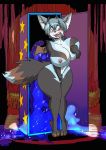  anthro big_breasts breasts canine covering covering_crotch dracojeff female fennec fox huge_breasts magic mammal nipples open_mouth post_transformation solo standing surprise thick_thighs voluptuous wide_hips 
