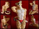  cheetah clothing dan_scarlet eyes_closed feline fur male mammal muscular sculpture solo speedo spots swimsuit white_fur yellow_fur 