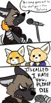  2018 aggressive_retsuko anthro clothed clothing comic digital_media_(artwork) female fur haida hyena male mammal red_panda resasuke retsuko sanrio simple_background text unknown_artist 