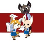  2018 aggressive_retsuko anthro canine clothed clothing digital_media_(artwork) female fennec fenneko fox fur haida hyena male mammal quirky-middle-child red_panda retsuko sanrio simple_background 