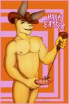  anthro buns-n-spurs candy chocolate cowboy_hat english_text erection food food_play hat humanoid_penis lagomorph male mammal nipples nude penis rabbit russell_rabbitt solo text 