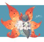  blue_eyes commentary_request dated egg full_body gen_5_pokemon hideko_(l33l3b) highres no_humans pokemon pokemon_(creature) signature simple_background solo volcarona wings 