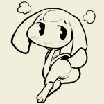  anthro bottomless butt cave_story clothed clothing female itsunknownanon lagomorph looking_back mammal mimiga monochrome presenting presenting_pussy pussy shirt simple_background solo steam toroko video_games white_background young 
