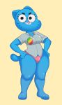  2018 acstlu anthro black_eyes cartoon_network cat clothed clothing digital_media_(artwork) feline female hi_res looking_at_viewer mammal mature_female nicole_watterson panties simple_background solo the_amazing_world_of_gumball underwear 