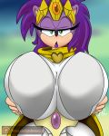  big_breasts breast_fondling breasts digitaldomain123 female fondling hand_on_breast hedgehog huge_breasts lipstick makeup mammal mother parent queen_aleena solo sonic_(series) 