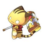  2017 bell blush feline hammer mammal simple_background solo standing tiger tools unrealplace white_background 