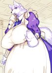  1girl blue_eyes dog furry kishibe maid smile solo tea 