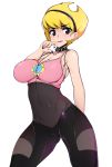  absurdres arm_behind_back bare_shoulders blonde_hair breasts hairband highres hips large_breasts lipstick looking_at_viewer makeup mandy nail_polish navel older see-through short_hair slugbox solo standing the_grim_adventures_of_billy_&amp;_mandy thighs transparent_background 