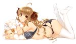  animal anira_(granblue_fantasy) bra brown_hair gloves granblue_fantasy horns jin_rikuri long_hair panties sheep thighhighs underwear white yellow_eyes 