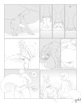 accident accidental_vore anal_vore butt comic dragon durg hi_res larger_male male male/male mammal monochrome navel pool_party procyonid raccoon rubysnoot scared size_difference slipping smaller_male teelhavok the_horror vore 
