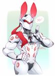  blush buxbi cybernetics cyborg english_text genji_(overwatch) humanoid lagomorph machine male mammal ninja not_furry overwatch rabbit robot simple_background solo text video_games 