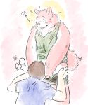  blush canine clothed clothing human koda-kota male male/male mammal midriff oral surprise 