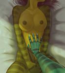  ambiguous_gender billreed breasts claws dickgirl dragon giurza green_scales green_skin hi_res intersex lizard penis reptile scales scalie solo_focus striped_body stripes zmeya 