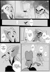  alcohol anthro arctic_fox beverage black_and_white blush canine clothed clothing comic cynthia_walker dialogue disney english_text female fox glass jack_savage jewelry male mammal monochrome necklace rem289 speech_bubble text wine zootopia 