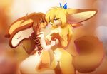  2018 abstract_background anthro belly_piercing breasts butt butterfly_clip canine chest_tuft embrace eyewear female female/female fennec fluffy fluffy_tail fox glasses hairclip hand_on_breast hi_res inner_ear_fluff kaiyonato kissing licking magenta7 mammal nipples piercing pussy saliva saliva_string tongue tongue_out tuft 