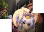  1girl anger ass bdsm bondage bound breasts catue_dragundaala chains demon drooling glaring green_eyes large_breasts lizard monster nipples nude princess_knight_catue purple_hair screencap stitched third-party_edit yellow_eyes 