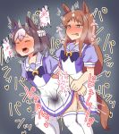  animal_ears futanari grass_wonder horse_ears multicolored_hair pozesuke school_uniform special_week umamusume 