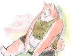  balls blush censored clothed clothing flaccid koda-kota male midriff overweight penis solo 