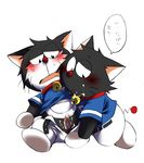  black_eyes blush cat collar cum dorabase doraemon feline gay konbu kuroemon male mammal oral penis plain_background translated white_background 