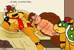  balls bed bedroom bob_buffalo bowser bowser_jr bowser_jr. brown_fur caught collar cum donkey_kong donkey_kong_(character) donkey_kong_(series) english_text erection fangs fellatio fur gay hair horn humor interspecies koopa male mammal mario_bros masturbation monkey muscles necktie nintendo nipples nude oral oral_sex penis primate prince pubes red_hair reptile royalty scalie scarred_for_life sex shocked spikes super_mario_bros. surprise text trauma video_games walk-in 