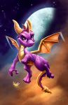 2018 3_toes ambiguous_gender dragon duo flying hi_res horn insect_wings looking_at_viewer membranous_wings scalie smile space sparx spyro spyro_the_dragon toes tsitra360 video_games wings 