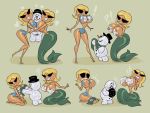  ! &lt;3 ? ?! ambiguous_gender big_breasts blonde_hair blush breasts clothed clothing eyewear featureless_breasts female hair hat knick_(knick_knack) knick_knack marine merfolk not_furry paint scarf snowman sunglasses sunny_atlantis sunny_miami topless unknown_artist 