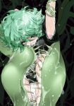 1girl byoin carnivorous_plant green_hair one-punch_man open_mouth panties plant restrained short_hair tatsumaki underwear vore wet 