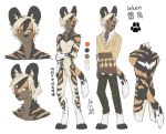  2018 african_wild_dog akiya-kamikawa anthro canine clothed clothing digitigrade looking_at_viewer male mammal model_sheet nude open_mouth orange_eyes paws solo standing 