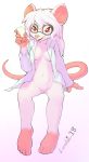  anthro breasts crombie female lab_coat mammal pussy rat red_eyes rodent simple_background solo white_background 
