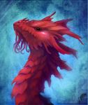  2011 ambiguous_gender blue_background digital_media_(artwork) dragon headshot_portrait horn neboveria portrait red_scales scales simple_background 