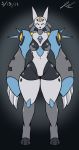  android big_breasts black_skin breasts canine claws female glowing jeffthehusky long_ears machine mammal mecha robot solo spikes standing thick_thighs wide_hips 