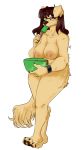  breasts canine dog eyewear female fluffy folded_ears glasses inverted_nipples itsa_winter lactating looking_at_viewer mammal nipples nude slightly_chubby solo thick_thighs 