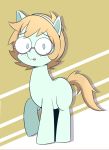  1girl animalization blonde_hair blue_eyes caibao full_body glasses horse_ears little_witch_academia lotte_jansson my_little_pony my_little_pony_friendship_is_magic no_humans parody pony simple_background 