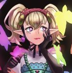  1girl agitha blonde_hair butterfly butterfly_wings earrings gloves gothic_lolita hair_ornament heart-shaped_pupils jewelry lipstick lolita_fashion nintendo pointy_ears solo the_legend_of_zelda the_legend_of_zelda:_twilight_princess twintails 