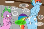  anthro anthrofied blush bulge butt caluriri clothing comic crossgender dragon equine female folded_wings friendship_is_magic looking_back male male/female mammal my_little_pony panties pegasus rainbow_dash_(mlp) scalie smile spike_(mlp) sweater teasing underwear wings 